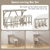 image:imageGiantex Small Dining Table Set  4Piece Bar Table and Chairs Set with Power Outlet Upholstered Saddle Seat Stools Counter Height Dining Table Set Breakfast Nook for 3 People Kitchen Table Set