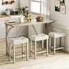 image:imageGiantex Small Dining Table Set  4Piece Bar Table and Chairs Set with Power Outlet Upholstered Saddle Seat Stools Counter Height Dining Table Set Breakfast Nook for 3 People Kitchen Table Set