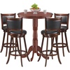 image:imageGiantex 3 Pcs Dining Table Set Wooden Pub Pedestal Side Table with Stable Base 360 Degrees Swivel Bar Stool Round Bar Table and Stools for Living Room Small Space Restaurant Dining Room Dinette5