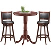 image:imageGiantex 3 Pcs Dining Table Set Wooden Pub Pedestal Side Table with Stable Base 360 Degrees Swivel Bar Stool Round Bar Table and Stools for Living Room Small Space Restaurant Dining Room Dinette3