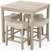 image:imageGiantex 5Piece Bar Table Set with 35x35 Square Table 18x11 Padded Stools Rubber Wood Legs Footrest Bar Table and Chairs Set for Kitchen Dinette Small Space Dining Table Set for 4