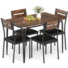 image:imageGiantex 5Piece Dining Table Set for 4 43Inches Rectangular Kitchen Table amp 4 Armless Chairs with Upholstered Seat Metal Frame SpaceSaving Dinette Set for Living Room Rustic BrownBlackTable 43 x 275 x 30