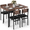 image:imageGiantex 5Piece Dining Table Set for 4 43Inches Rectangular Kitchen Table amp 4 Armless Chairs with Upholstered Seat Metal Frame SpaceSaving Dinette Set for Living Room Rustic BrownBlackTable 435 x 275 x 30