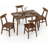 image:imageGiantex 5Piece Dining Table Set for 4 MidCentury Modern Kitchen Table and Chairs Set with Solid Rubber Wood Frame Wooden Dinette Set for Small Space Dining Room Breakfast Nook
