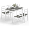 image:imageGiantex 7Piece Dining Table Set for 6 Rectangular 60inches Kitchen Table and 6 Dining Chairs with Rubber Wood Legs Protective Foot Pads Farmhouse Dinette Set for Dining Room Restaurant GrayGrey