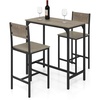 image:imageGiantex Bar Table and Chairs Set for 2 475 Pub Table with 2 Stools Sturdy Metal Frame amp Footrest Counter Height Kitchen Table Set for Small Space Breakfast Nook Dining Room Apartment BrownGrey