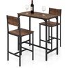 image:imageGiantex Bar Table and Chairs Set for 2 475 Pub Table with 2 Stools Sturdy Metal Frame amp Footrest Counter Height Kitchen Table Set for Small Space Breakfast Nook Dining Room Apartment BrownBrown