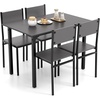 image:imageGiantex Dining Table Set for 4 5Piece Modern Kitchen Table and Chairs with Metal Frame amp Adjustable Foot Pads Space Saving Wood Dinette Set for Small Space Breakfast Nook Apartment WalnutGrey