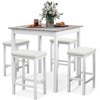 image:imageGiantex Dining Table Set for 4 Counter Height Dining Set with 4 Bar Stools SpaceSaving Kitchen Table Chairs Set for Small Place Dinette Breakfast Nook WhiteWhite