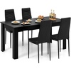 image:imageGiantex Dining Table Set for 46 Modern Rectangular Kitchen Table with 4 PVC Leather Dining Chairs 330Lbs SpaceSaving Dinette Set for Breakfast Nook Kitchen Restaurant Cafe Black 5Pieces