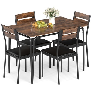 image:imageGiantex 5Piece Dining Table Set for 4 43Inches Rectangular Kitchen Table amp 4 Armless Chairs with Upholstered Seat Metal Frame SpaceSaving Dinette Set for Living Room Rustic BrownBlackTable 43 x 275 x 30