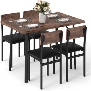 image:imageGiantex 5Piece Dining Table Set for 4 43Inches Rectangular Kitchen Table amp 4 Armless Chairs with Upholstered Seat Metal Frame SpaceSaving Dinette Set for Living Room Rustic BrownBlackTable 435 x 275 x 30