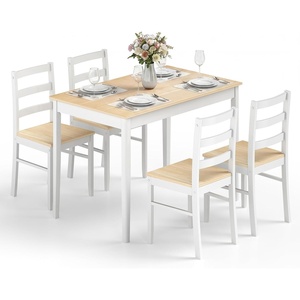 image:imageGiantex 7Piece Dining Table Set for 6 Rectangular 60inches Kitchen Table and 6 Dining Chairs with Rubber Wood Legs Protective Foot Pads Farmhouse Dinette Set for Dining Room Restaurant GrayBeige