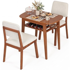 image:imageGiantex Dining Table Set for 2 Space Saving Kitchen Table and Chairs Set wRubber Wood Frame Storage Rack Padded Seats amp Backrests Dinette Set for Small Space Apartment Dining Room WalnutWalnut