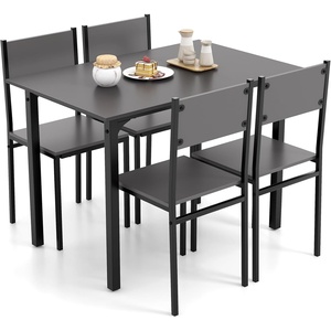 image:imageGiantex Dining Table Set for 4 5Piece Modern Kitchen Table and Chairs with Metal Frame amp Adjustable Foot Pads Space Saving Wood Dinette Set for Small Space Breakfast Nook Apartment WalnutGrey