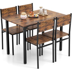 image:imageGiantex Dining Table Set for 4 5Piece Modern Kitchen Table and Chairs with Metal Frame amp Adjustable Foot Pads Space Saving Wood Dinette Set for Small Space Breakfast Nook Apartment WalnutRustic Brown