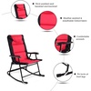 image:imageGiantex 3 PCS Folding Bistro Set Outdoor Patio Rocking Chairs Round Table Set 2 Rocking Chairs wGlass Coffee Table for Yard Patio Deck Backyard Padded Seat Red amp BlackRed  Black