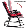 image:imageGiantex 3 PCS Folding Bistro Set Outdoor Patio Rocking Chairs Round Table Set 2 Rocking Chairs wGlass Coffee Table for Yard Patio Deck Backyard Padded Seat Red amp BlackRed  Black