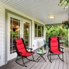image:imageGiantex 3 PCS Folding Bistro Set Outdoor Patio Rocking Chairs Round Table Set 2 Rocking Chairs wGlass Coffee Table for Yard Patio Deck Backyard Padded Seat Red amp BlackRed  Black