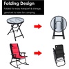 image:imageGiantex 3 PCS Folding Bistro Set Outdoor Patio Rocking Chairs Round Table Set 2 Rocking Chairs wGlass Coffee Table for Yard Patio Deck Backyard Padded Seat Red amp BlackRed  Black