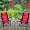 image:imageGiantex 3 PCS Folding Bistro Set Outdoor Patio Rocking Chairs Round Table Set 2 Rocking Chairs wGlass Coffee Table for Yard Patio Deck Backyard Padded Seat Red amp BlackRed  Black