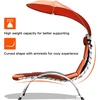 image:imageGiantex Chaise Lounger Chair Arc Stand Porch Swing Hammock Chair wCanopy Removable Headrest Patio Chaise with Cushion Recliner Chair for Garden Backyard Poolside OrangeOrange