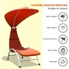 image:imageGiantex Chaise Lounger Chair Arc Stand Porch Swing Hammock Chair wCanopy Removable Headrest Patio Chaise with Cushion Recliner Chair for Garden Backyard Poolside OrangeOrange