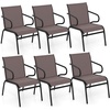 image:imageGiantex Outdoor Chairs Set of 2 All Weather Patio Chairs wErgonomic Backrests amp Armrests FastDrying Fabric amp Solid Metal Frame Comfy Furniture for Porch Garden Yard BrownBlackBrownblack