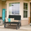 image:imageGiantex Outdoor Gliders for Outside Patio  Porch Glider wSteel Frame Weather Resistance HDPE Back amp Seat 600Lbs Capacity Loveseat 2Seat Rocker for Deck Yard Lawn Outdoor Glider Bench BrownBlack