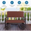 image:imageGiantex Outdoor Gliders for Outside Patio  Porch Glider wSteel Frame Weather Resistance HDPE Back amp Seat 600Lbs Capacity Loveseat 2Seat Rocker for Deck Yard Lawn Outdoor Glider Bench BrownBrown
