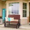 image:imageGiantex Outdoor Gliders for Outside Patio  Porch Glider wSteel Frame Weather Resistance HDPE Back amp Seat 600Lbs Capacity Loveseat 2Seat Rocker for Deck Yard Lawn Outdoor Glider Bench BrownBrown