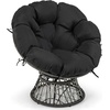 image:imageGiantex Wicker Papasan Chair with Soft Thick Cushion Sturdy Metal Frame Rattan Base 360 Swivel Round Lounge Reading Chair for Living Room Bedroom Patio Indoor Outdoor Use GreenBlack