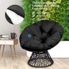image:imageGiantex Wicker Papasan Chair with Soft Thick Cushion Sturdy Metal Frame Rattan Base 360 Swivel Round Lounge Reading Chair for Living Room Bedroom Patio Indoor Outdoor Use GreenBlack