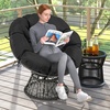 image:imageGiantex Wicker Papasan Chair with Soft Thick Cushion Sturdy Metal Frame Rattan Base 360 Swivel Round Lounge Reading Chair for Living Room Bedroom Patio Indoor Outdoor Use GreenBlack