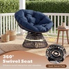 image:imageGiantex Wicker Papasan Chair with Soft Thick Cushion Sturdy Metal Frame Rattan Base 360 Swivel Round Lounge Reading Chair for Living Room Bedroom Patio Indoor Outdoor Use GreenNavy Blue