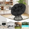image:imageGiantex Wicker Papasan Chair with Soft Thick Cushion Sturdy Metal Frame Rattan Base 360 Swivel Round Lounge Reading Chair for Living Room Bedroom Patio Indoor Outdoor Use GreenBlack