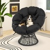 image:imageGiantex Wicker Papasan Chair with Soft Thick Cushion Sturdy Metal Frame Rattan Base 360 Swivel Round Lounge Reading Chair for Living Room Bedroom Patio Indoor Outdoor Use GreenBlack