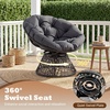 image:imageGiantex Wicker Papasan Chair with Soft Thick Cushion Sturdy Metal Frame Rattan Base 360 Swivel Round Lounge Reading Chair for Living Room Bedroom Patio Indoor Outdoor Use GreenGrey