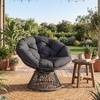 image:imageGiantex Wicker Papasan Chair with Soft Thick Cushion Sturdy Metal Frame Rattan Base 360 Swivel Round Lounge Reading Chair for Living Room Bedroom Patio Indoor Outdoor Use GreenGrey