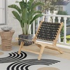 image:imageGiantex Woven Accent Chair Boho Mid Century Modern Armless Accent Chair wNylon Backrest amp Seat Teak Wood Frame Comfy Side Reading Chair for Living Room Bedroom Indoor Outdoor Light BrownBlack