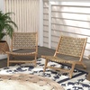 image:imageGiantex Woven Accent Chair Boho Mid Century Modern Armless Accent Chair wNylon Backrest amp Seat Teak Wood Frame Comfy Side Reading Chair for Living Room Bedroom Indoor Outdoor Light BrownLight Brown