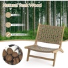image:imageGiantex Woven Accent Chair Boho Mid Century Modern Armless Accent Chair wNylon Backrest amp Seat Teak Wood Frame Comfy Side Reading Chair for Living Room Bedroom Indoor Outdoor Light BrownLight Brown