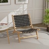 image:imageGiantex Woven Accent Chair Boho Mid Century Modern Armless Accent Chair wNylon Backrest amp Seat Teak Wood Frame Comfy Side Reading Chair for Living Room Bedroom Indoor Outdoor Light BrownBlack