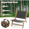 image:imageGiantex Woven Accent Chair Boho Mid Century Modern Armless Accent Chair wNylon Backrest amp Seat Teak Wood Frame Comfy Side Reading Chair for Living Room Bedroom Indoor Outdoor Light BrownBlack