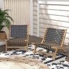 image:imageGiantex Woven Accent Chair Boho Mid Century Modern Armless Accent Chair wNylon Backrest amp Seat Teak Wood Frame Comfy Side Reading Chair for Living Room Bedroom Indoor Outdoor Light BrownBlack