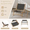 image:imageGiantex Woven Accent Chair Boho Mid Century Modern Armless Accent Chair wNylon Backrest amp Seat Teak Wood Frame Comfy Side Reading Chair for Living Room Bedroom Indoor Outdoor Light BrownBlack