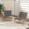 image:imageGiantex Woven Accent Chair Boho Mid Century Modern Armless Accent Chair wNylon Backrest amp Seat Teak Wood Frame Comfy Side Reading Chair for Living Room Bedroom Indoor Outdoor Light BrownBlack