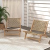 image:imageGiantex Woven Accent Chair Boho Mid Century Modern Armless Accent Chair wNylon Backrest amp Seat Teak Wood Frame Comfy Side Reading Chair for Living Room Bedroom Indoor Outdoor Light BrownLight Brown