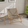 image:imageGiantex Woven Accent Chair Boho Mid Century Modern Armless Accent Chair wNylon Backrest amp Seat Teak Wood Frame Comfy Side Reading Chair for Living Room Bedroom Indoor Outdoor Light BrownLight Brown