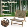 image:imageGiantex Woven Accent Chair Boho Mid Century Modern Armless Accent Chair wNylon Backrest amp Seat Teak Wood Frame Comfy Side Reading Chair for Living Room Bedroom Indoor Outdoor Light BrownLight Brown